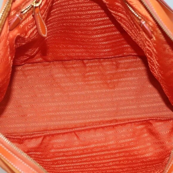 PRADA Tote Bag Nylon Orange Gold Auth ti3145 - Picture 10 of 16